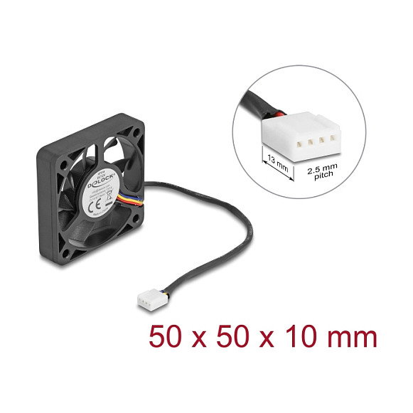 DeLOCK 67314 Ventilador Axial 12 V DC 50 x 50 x 10 mm Negro