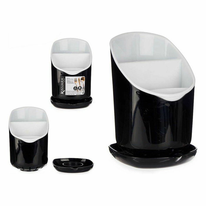 Escurridor para Cubiertos Kinvara Blanco Negro Plástico 12 x 19 x 12,5 cm Esmoquin (12 Unidades)
