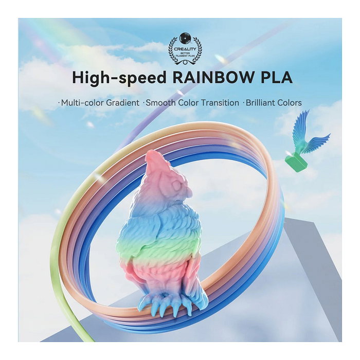 Creality PLA 1,75mm 1kg Filamento 3D Rainbow Spring Lake - 3301010424 - Alta Velocidad de Impresión hasta 300 mm/s
