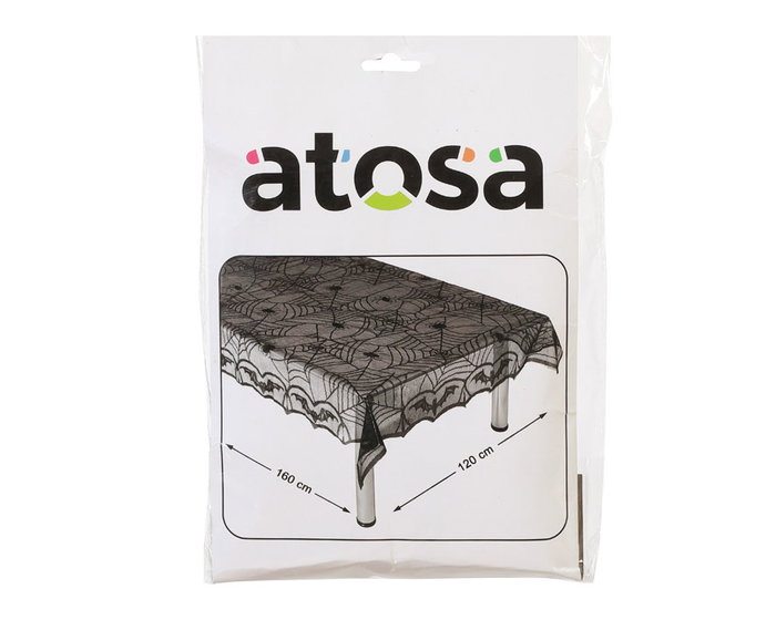 Mantel Decorativo Halloween 160x120 cm con Telarañas y Murciélagos Mantel Decorativo Halloween 160x120 cm con Telarañas y Murciélagos