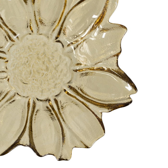 Centro Mesa Flor Verde Oliva Cristal 18 X 18 X 5,80 cm (Set de 4)