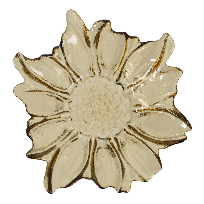 Centro Mesa Flor Verde Oliva Cristal 18 X 18 X 5,80 cm (Set de 4)