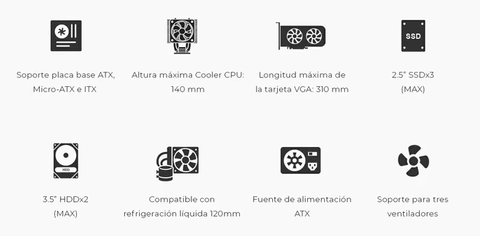 Coolbox Caja ATX A780 con USB-C 3.2 Gen1 sin fuente de alimentación
