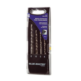 Bluemaster Juego 4 Brocas Standard Porcelánico Ø4-5-6-8 mm Profesional Cerámica