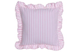 DKD Home Decor Cojín Algodón Reciclado Rosa con Volante de Rayas (Pack de 2)
