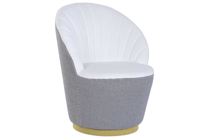 DKD Home Decor Butaca Sixties Blanco Dorado Pata de Gallo 66 x 85 x 69 cm