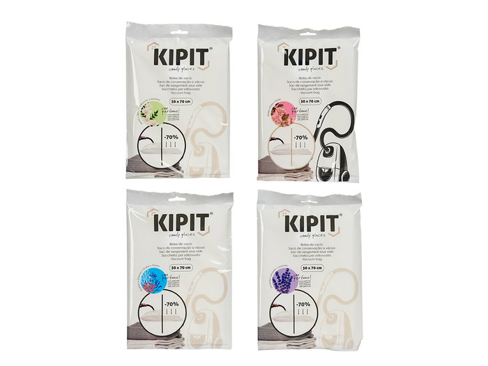 Kipit Bolsa de Vacío 50 x 70 cm Plástico Transparente Fragancias Surtidas Rosa Jazmín Océano Lavanda (Set de 36)