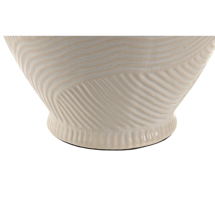 DKD Home Decor Lámpara de Sobremesa de Cerámica y Lino Crema