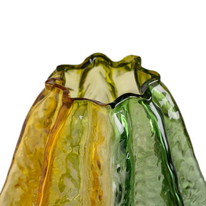 Ixia Jarrón Decoración de Cristal Verde-Amarillo 14,50 x 14,50 x 21 cm
