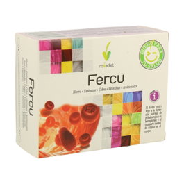 Nova Diet Fercu 60 cápsulas - Complemento alimenticio de hierro con espinacas, cobre, vitaminas y aminoácidos