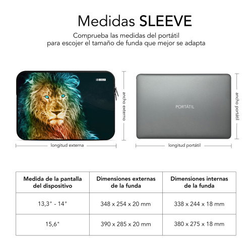 Subblim Trendy Sleeve Neo Lion 15,6 pulgadas