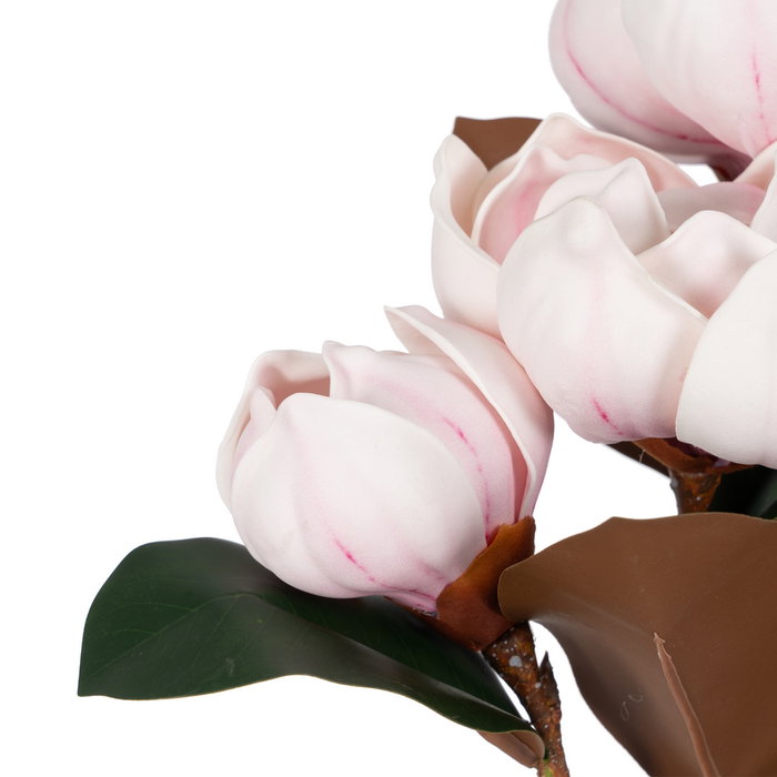 Flor Magnolia Rosa Goma Decoración 73 cm (Set de 5)