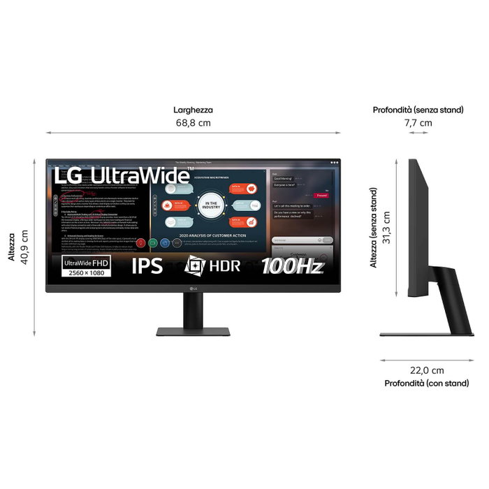 LG Monitor UltraWide 29U511A-B 29'' UWFHD IPS 100Hz