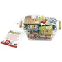 Klein Cesta de compras de metal KLE4009847072023, Juguete de tienda de comestibles llena de cajas de comida simuladas