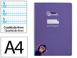 Liderpapel Cuaderno espiral Pautaguía A4 80 hojas cuadro 4mm lila