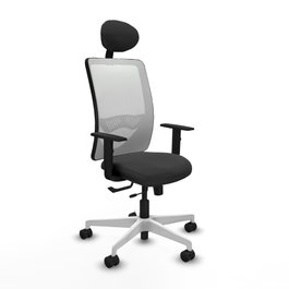 PIQUERAS Y CRESPO Silla de oficina Zulema con mecanismo Sincro/Traslack, Gris oscuro y Blanco