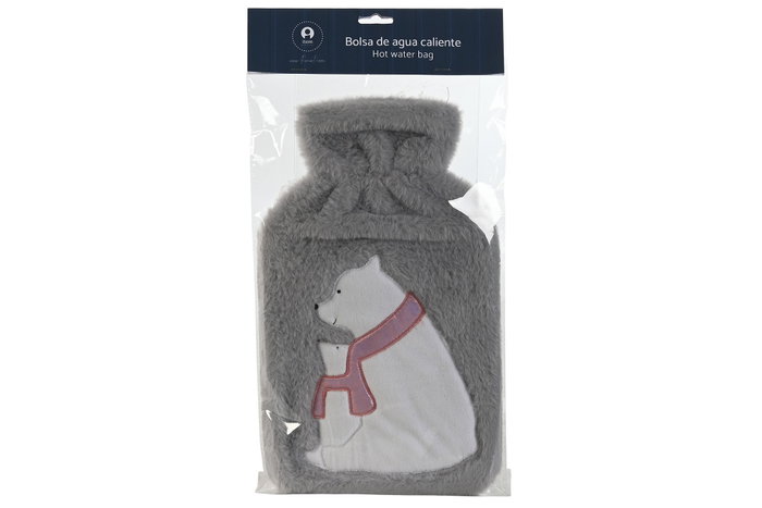 DKD Home Decor Surtido de 2 Bolsas de Agua Caliente de Poliéster 1,7L en Gris y Blanco