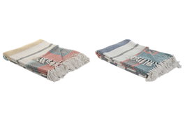 DKD Home Decor Plaid de Algodón con Rayas, Multicolor, 150x200x1 cm
