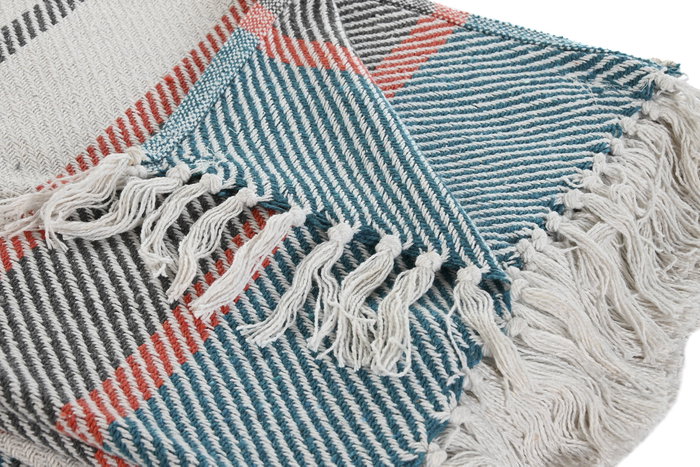DKD Home Decor Plaid de Algodón con Rayas, Multicolor, 150x200x1 cm