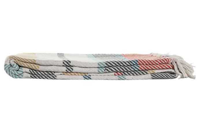 DKD Home Decor Plaid de Algodón con Rayas, Multicolor, 150x200x1 cm