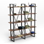 Hanah Home Mn05-Ba Estantería Nogal 154x180x34cm Tablero Melamina 18mm Patas Metal
