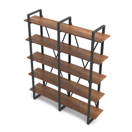 Hanah Home Mn05-Ba Estantería Nogal 154x180x34cm Tablero Melamina 18mm Patas Metal