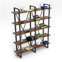 Hanah Home Mn05-Ba Estantería Nogal 154x180x34cm Tablero Melamina 18mm Patas Metal