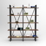 Hanah Home Mn05-Ba Estantería Nogal 154x180x34cm Tablero Melamina 18mm Patas Metal