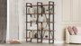 Hanah Home Mn05-Ba Estantería Nogal 154x180x34cm Tablero Melamina 18mm Patas Metal