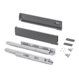 Emuca Cajón exterior Vertex con regulación 3D de altura 93mm, 40kg, espesor de tablero de 18mm, profundidad 400mm, Acero, Gris antracita