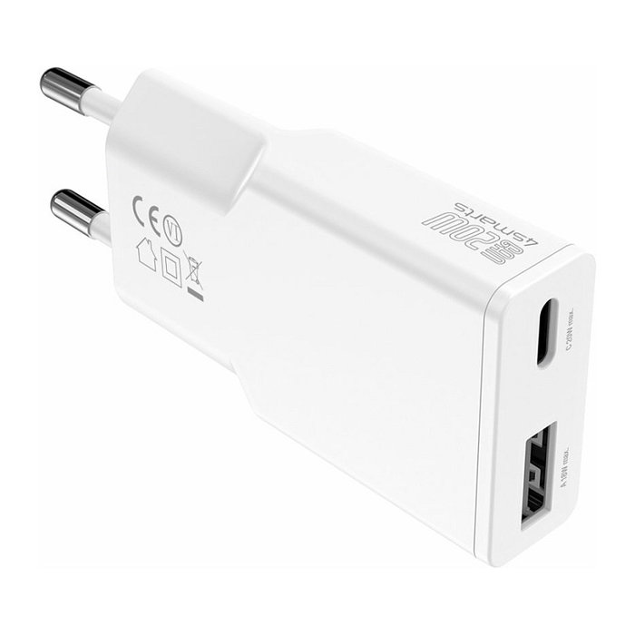 4smarts Cargador PDPlug Duos Slim 20W GaN USB-C/A Blanco