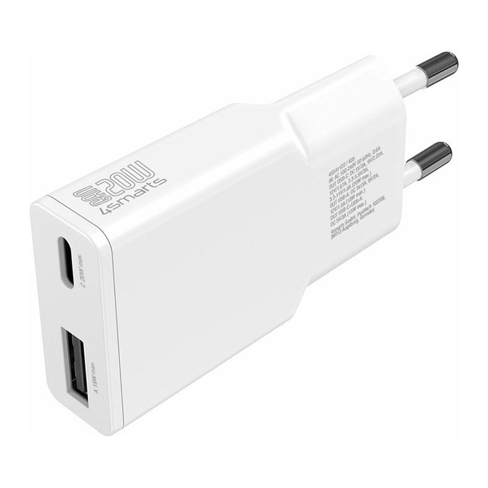 4smarts Cargador PDPlug Duos Slim 20W GaN USB-C/A Blanco