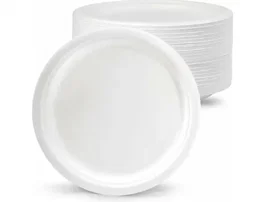 Platos de Fibra Bio 18 cm Diámetro, Ecológicos y Biodegradables para Postres o Eventos, Paquete de 50 Unidades