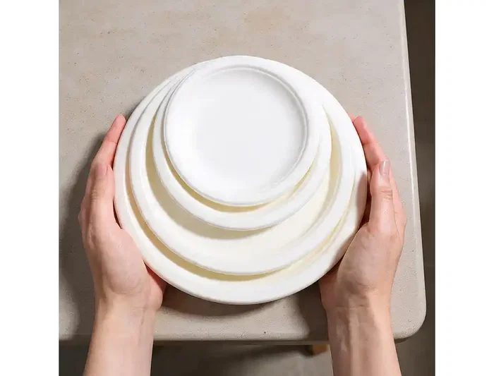 Platos de Fibra Bio 18 cm Diámetro, Ecológicos y Biodegradables para Postres o Eventos, Paquete de 50 Unidades