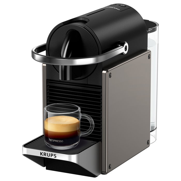 Krups XN 306 T Pixie Cafetera de Cápsulas Nespresso Titan y Negro 1260W 0.7L