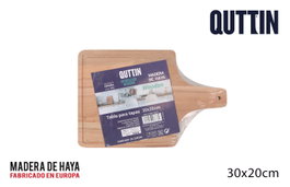 Quttin Tabla para Tapas Madera 30 x 20 x 1.7 cm - Tabla de Servir Entremeses y Quesos (8 Unidades)