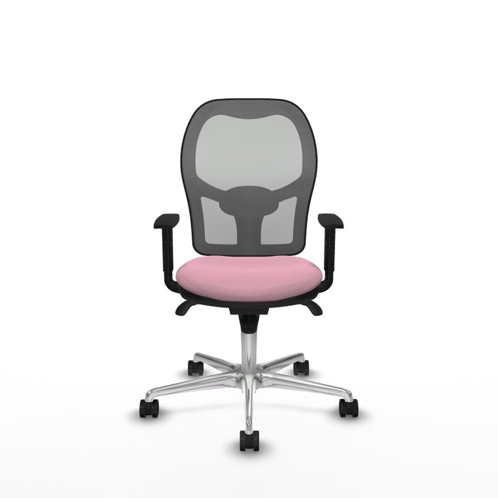 PIQUERAS Y CRESPO Silla de oficina Jorquera con mecanismo Sincro, Tela Rosa y Malla Gris PIQUERAS Y CRESPO Silla de oficina Jorquera con mecanismo Sincro, Tela Rosa y Malla Gris