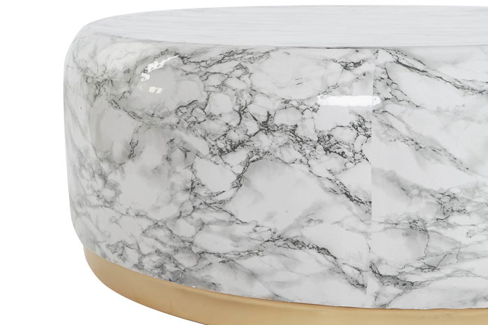 DKD Home Decor Mesa Centro Moderno Blanco Dorado 119 x 119 x 45 cm