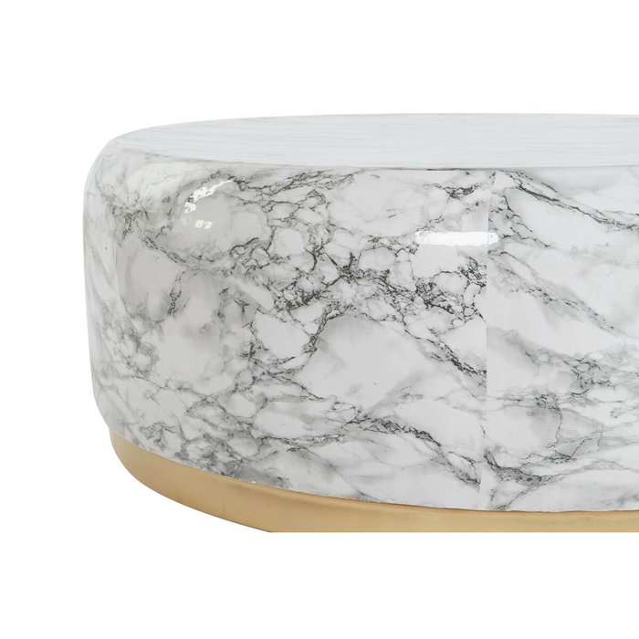DKD Home Decor Mesa de Centro Simil Mármol Blanco y Dorado