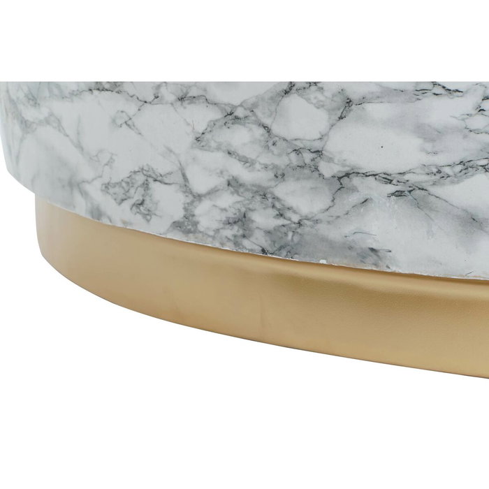 DKD Home Decor Mesa de Centro Simil Mármol Blanco y Dorado
