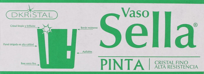 Dkristal Set 6 Vasos Pinta Sella 350 ml Cristal (8 Cajas)
