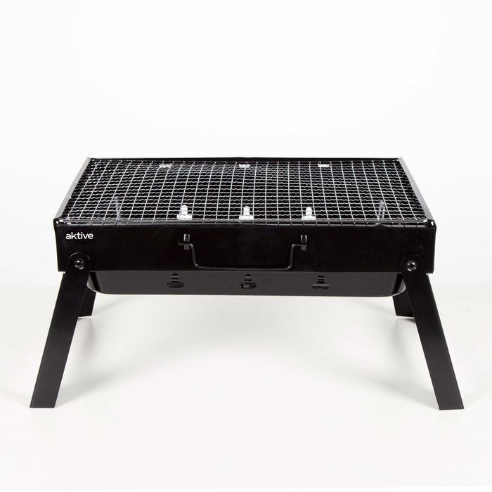 Aktive Barbacoa portátil plegable rectangular negra