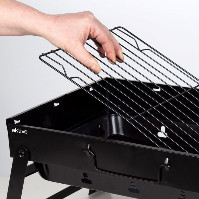 Aktive Barbacoa portátil plegable rectangular negra
