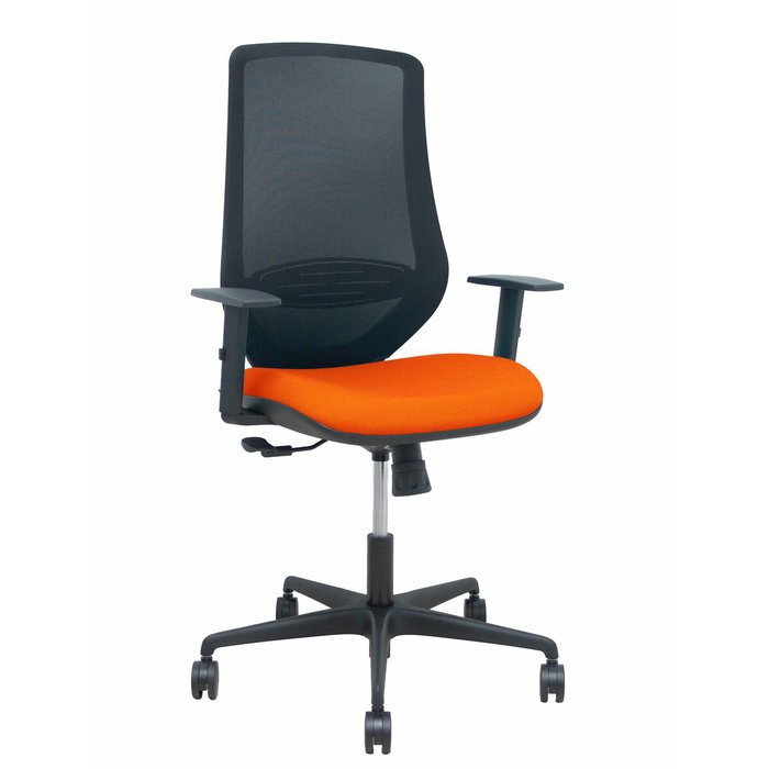 PIQUERAS Y CRESPO Silla Mardos con Mecanismo Sincro, Malla Negra y Asiento Naranja Oscuro