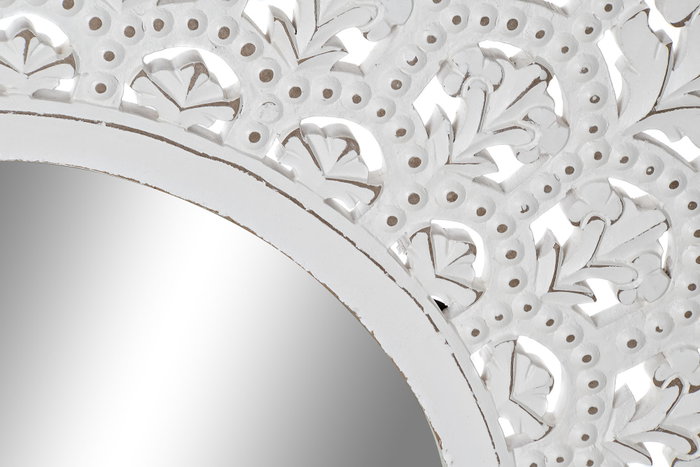 DKD Home Decor Espejo Mango MDF 89x89 Decapé Blanco
