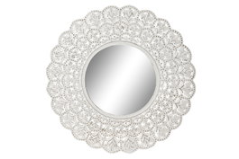 DKD Home Decor Espejo Mango MDF 89x89 Decapé Blanco