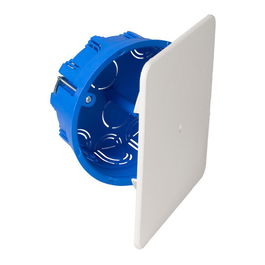 Edm Caja de empalme para tabiques huecos ø100 x 46 mm, tapa cuadrada 130x130mm, 10 entradas tubo ø25mm