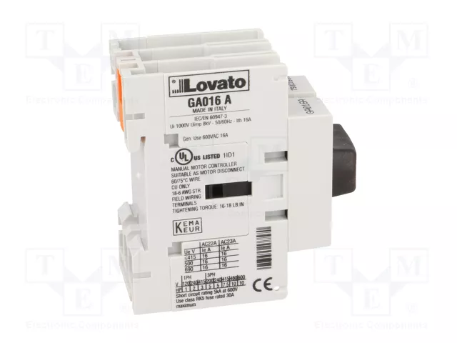 LOVATO ELECTRIC GA016A Interruptor de aislamiento 3 polos 16A