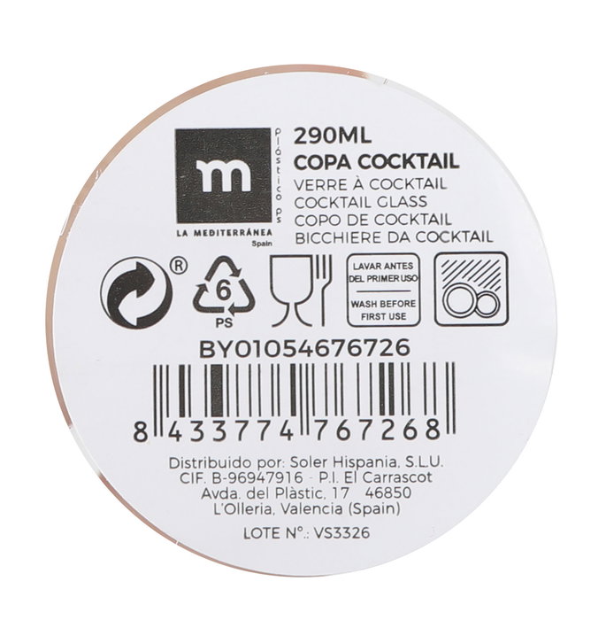La Mediterranea Copa Cocktail 290 ml PS (24 Unidades)