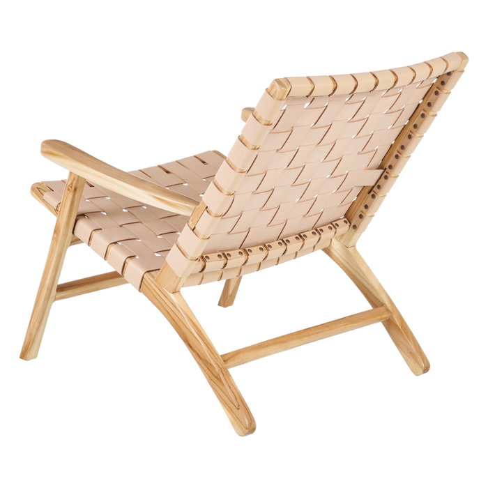 Butaca Beige Madera Teca-Piel 74 X 78 X 75 cm Butaca Beige Madera Teca-Piel 74 X 78 X 75 cm